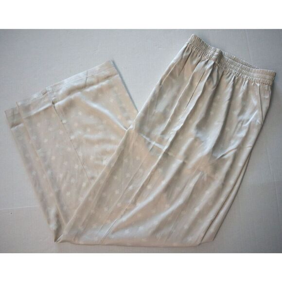 Barefoot Dreams Women Sz M Stone Scattered Paisleys Washed Satin Wide Leg Pants - Picture 9 of 10